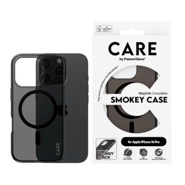 كفر حماية بانزر جلاس CARE يدعم تقنية الماج سيف ايفون 16 برو - سموكي أسود