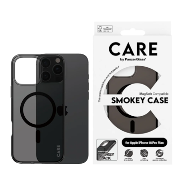 كفر حماية بانزر جلاس CARE يدعم تقنية الماج سيف ايفون 16 برو ماكس - سموكي أسود
