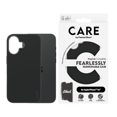 كفر حماية بانزر جلاس CARE يدعم تقنية الماج سيف ايفون 16 - أسود