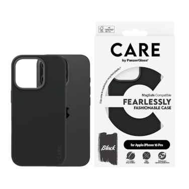 كفر حماية بانزر جلاس CARE يدعم تقنية الماج سيف ايفون 16 برو - أسود