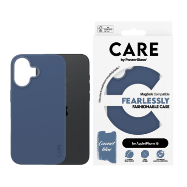 كفر حماية بانزر جلاس CARE يدعم تقنية الماج سيف ايفون 16 - أزرق