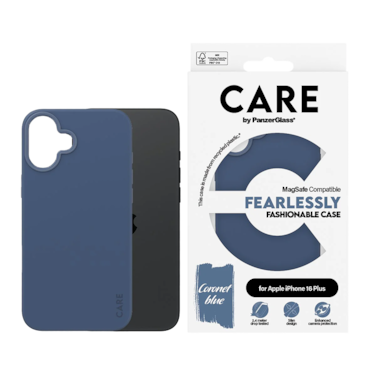 كفر حماية بانزر جلاس CARE يدعم تقنية الماج سيف ايفون 16 بلس - أزرق
