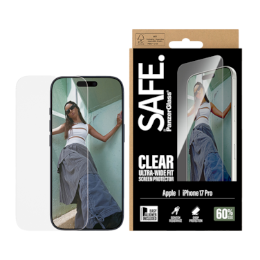حماية شاشة بانزر جلاس SAFE ايفون 17 برو - شاشة كاملة شفاف