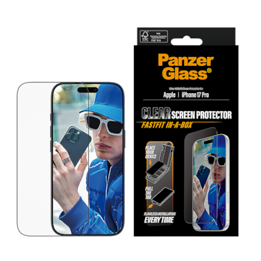 حماية شاشة بانزر جلاس إطار اسود مع أداة تركيب ايفون 17 برو - شاشة كاملة شفاف