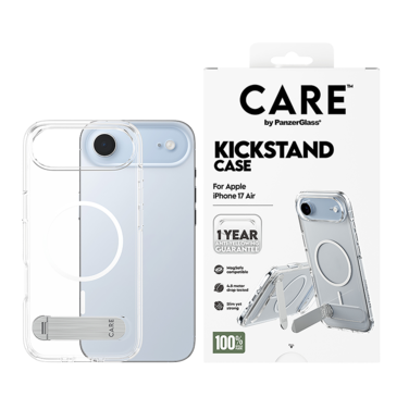 كفر حماية بانزر جلاس CARE فيتشر مع حامل يدعم MagSafe ايفون 17 اير - شفاف