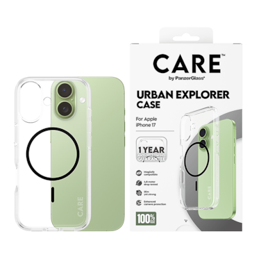 كفر حماية بانزر جلاس CARE فلاقشيب اربان اكسبلورر MagSafe أسود ايفون 17 - شفاف