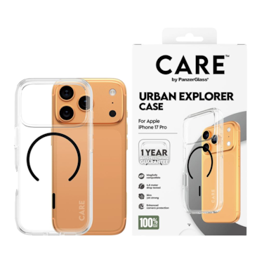 كفر حماية بانزر جلاس CARE فلاقشيب اربان اكسبلورر MagSafe أسود ايفون 17 برو - شفاف