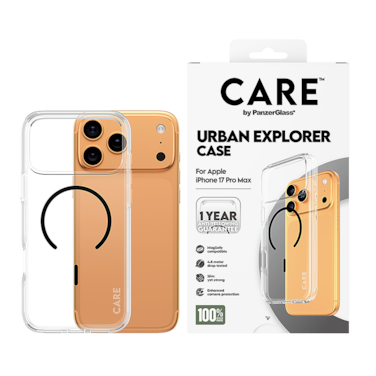 كفر حماية بانزر جلاس CARE فلاقشيب اربان اكسبلورر MagSafe أسود ايفون 17 برو ماكس - شفاف