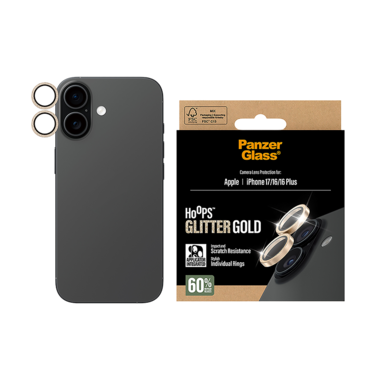 حماية كاميرا بانزر جلاس Hoops منفصلة إطار ذهبي لامع ايفون 17 - شفاف