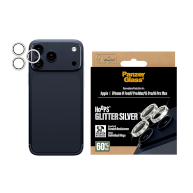 حماية كاميرا بانزر جلاس Hoops منفصلة إطار فضي لامع ايفون 17 برو و ايفون 17 برو ماكس - شفاف