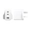 شاحن جداري امباور بانزر جلاس Turbo GaN بمنفذين USB-C ومنفذ USB بقوة 70 واط - أبيض