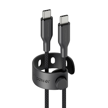 سلك شاحن امباور بانزر جلاس Racing من USB-C إلى USB-C بطول 2 م وبقوة 60 واط - أسود