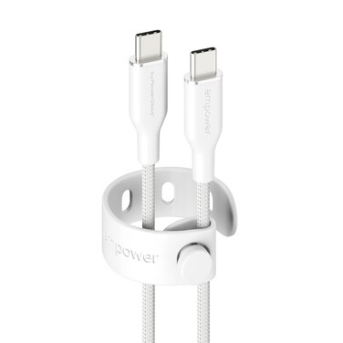 سلك شاحن امباور بانزر جلاس Racing من USB-C إلى USB-C بطول 2 م وبقوة 60 واط - أبيض