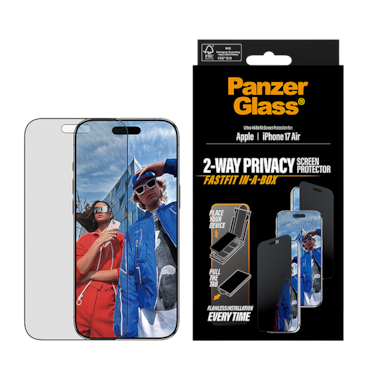 حماية شاشة بانزر جلاس إطار اسود مع أداة تركيب ايفون 17 اير - شاشة كاملة حفظ الخصوصية