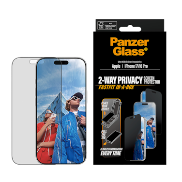 PanzerGlass Screen Protector Black Frame Ultra-Wide Fit iPhone 17 - Privacy