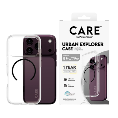 كفر حماية بانزر جلاس CARE اوربان اكسبلورر MagSafe أسود ايفون 18 برو - شفاف