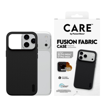كفر حماية بانزر جلاس CARE فيوجن فابريك MagSafe ايفون 18 برو ماكس - أسود