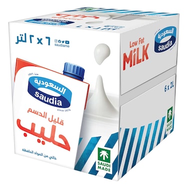 السعودية حليب قليل الدسم طويل الأجل 2 لتر × 6