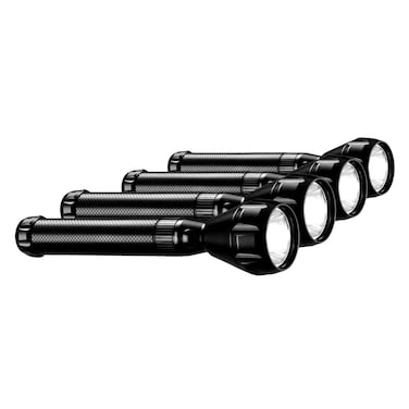 Impex Rechargeable LED Handheld Flashlight 4 Pcs Combo