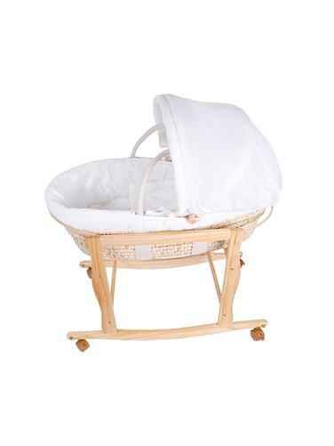 سلة موسى الخشبية من كيكيبيبي بحامل وعجلات – خشب