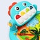 Dinosaur Pedal Piano with music mode cute animal pendants, cartoon forest scene printed pads