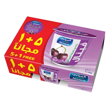 Almarai Vetal Layered Fruit Yoghurt Black Cherry 140g &times; 5 + 1 Free