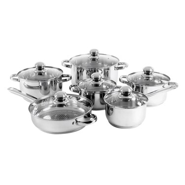 رويال فورد - طقم أواني طهي من الفولاذ المقاوم للصدأ مكون من 12 قطعة