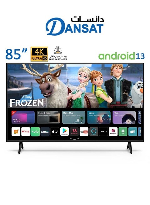 Smart Screen - 85 Inches - 4K - Android 13 - Built-In Receiver - Free Wall Mount - DTD85BU DTD85BU Black (Installation Not Included)