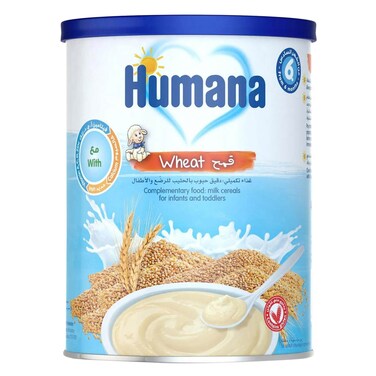 هيومانا غذاء تكميلي: دقيق حبوب بالحليب للرضع والأطفال،قمح، من عمر 6 أشهر، 400 جرام