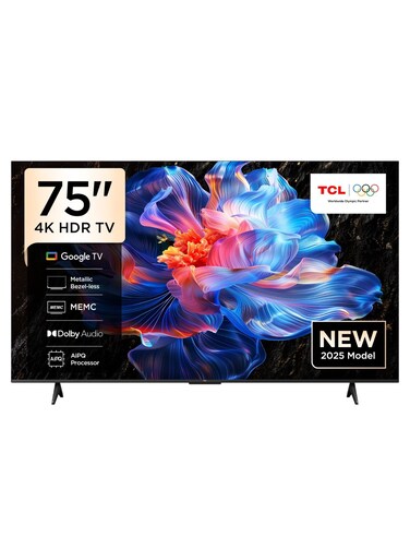 TCL 75 Inch 4K, Google TV, Dolby audio, 60Hz, AiPQ processor, 75P6k black, 2025 75P6k black