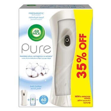 Air Wick Automatic Air Freshener Spray Kit with Gadget &amp; Refill, Pure Fresh Linen Scent, 250ml