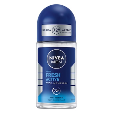 NIVEA MEN Antiperspirant Roll-on for Men, 48h Protection, Fresh Active Fresh Scent, 50ml
