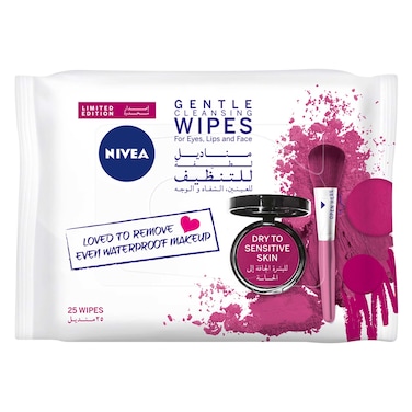 NIVEA Face Wipes, Gentle Cleansing 3-in-1, Dry &amp; Sensitive Skin, 25 Wipes