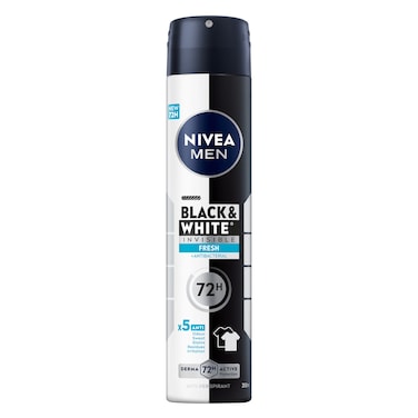 NIVEA MEN Antiperspirant Spray for Men, 48h Protection, Black &amp; White Invisible Fresh, 200ml