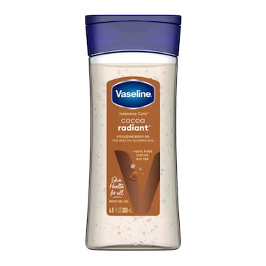 Vaseline Intensive Care Cocoa Radiant Body Gel Oil - Vitalizing Body Oil for Healthy Glowing Skin, 6.8 fl oz (200ml), With 100% Pure Cocoa Butter