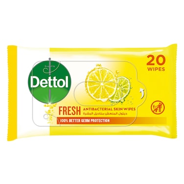 Dettol Fresh Antibacterial Skin Wipes, 20