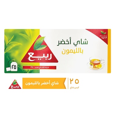 شاي ربيع أخضر طبيعي بالليمون 25 كيس