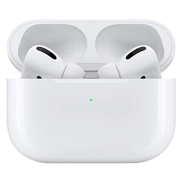 سماعات أذن إيربودس برو اللاسلكية بتقنية البلوتوث مع صندوق شحن أبيض