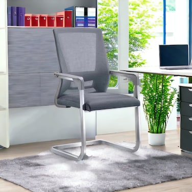 Gray fixed office chair with armrests (50 x 50 x 100 cm)