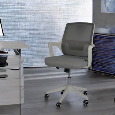 كرسي مكتب متحرك  رمادى ابيض 50×50×100 سم