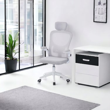 Swivel Office Chair - Light Gray 50 x 50 x 125 cm