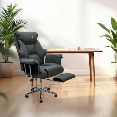 كرسي مكتب فخم جلد - رمادى