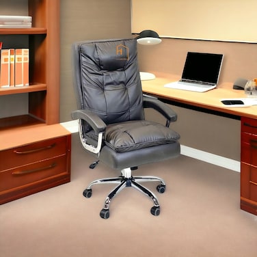 Swivel Leather Office Chair - Coffee