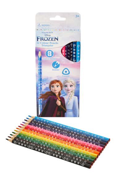 اقلام تلوين فروزن 12 قطعة مثلثة متعددة الألوان