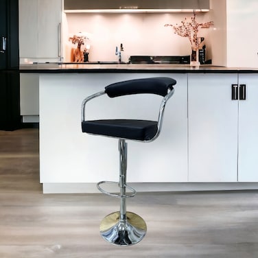 Leather Swivel Bar Stool 114x45x45 cm - Black