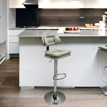 Beige Bar Stool 125x45x45 cm