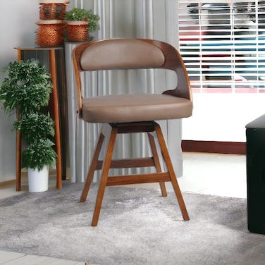 Brown Leather Wooden Chair 73x45x45 cm