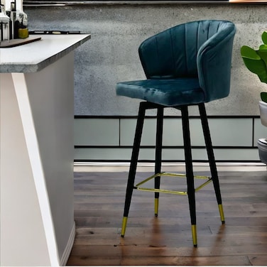 Dark gray velvet swivel bar stool 104x50x42 cm