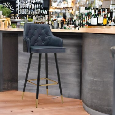 كرسي بار جلد قابل للدوران