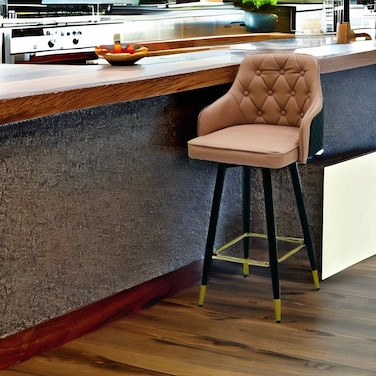 كرسي بار جلد قابل للدوران